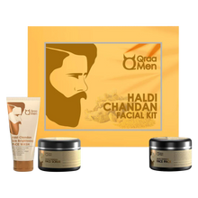 Load image into Gallery viewer, Qraa Men Haldi Chandan Kit for Skin Brightening/Lightening for Oil/Acne/Pimple Control  (3 Items in the set)