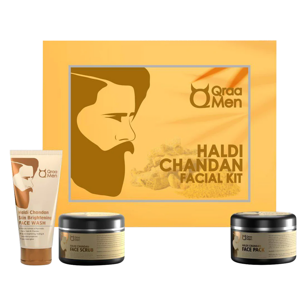 Qraa Men Haldi Chandan Kit for Skin Brightening/Lightening for Oil/Acne/Pimple Control  (3 Items in the set)