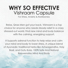Load image into Gallery viewer, Qraa Men Vishraam Capsule For Stress, Anxiety and Restlessness 60 Caps
